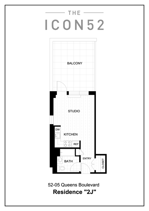 Floor plan for studio, 1 bath, 432 sqft